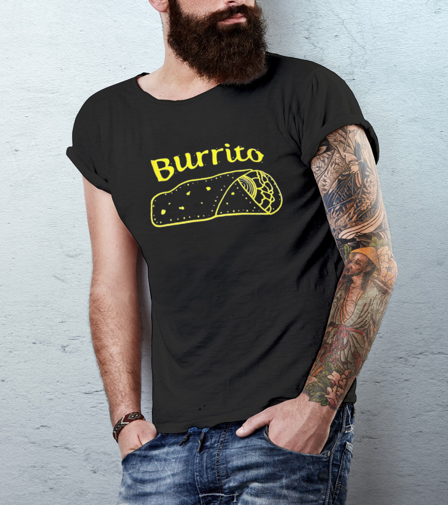 Burrito Sketch Yellow Food T-Shirt