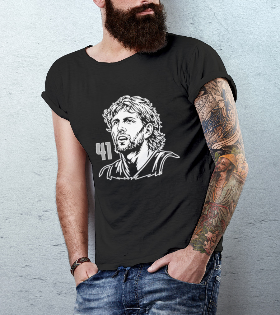 Dirk Nowitzki 41 Basketball Legend Sketch T-Shirt