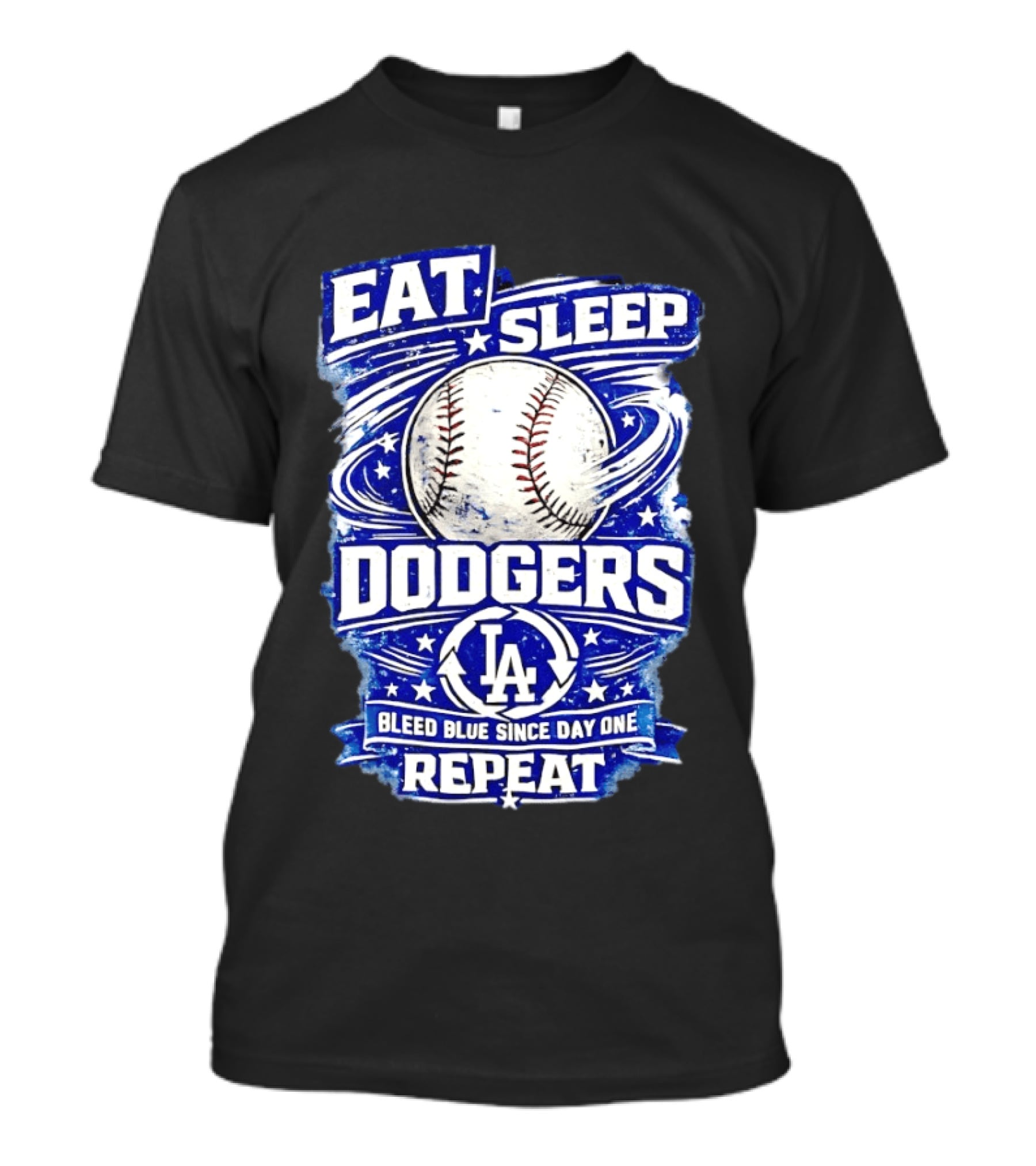 Eat Sleep Dodgers Bleed Blue Since Day One Repeat Baseball LA Team T-Shirt