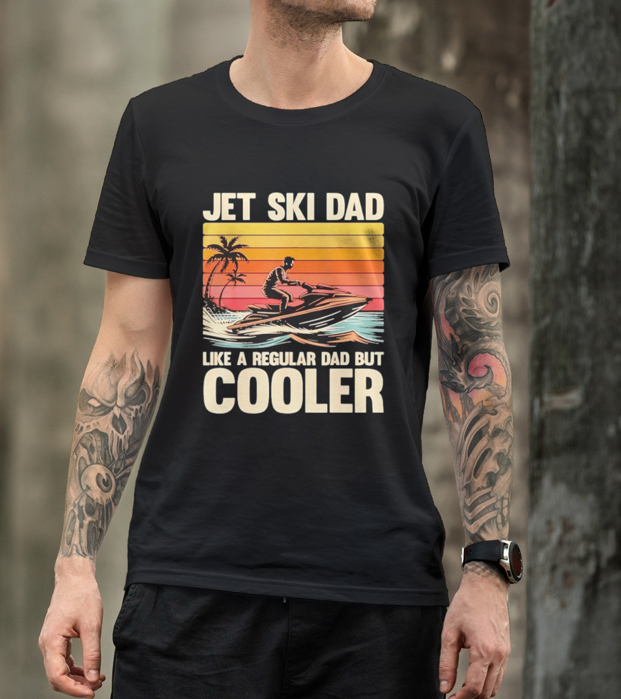 Jet Ski Dad Like A Regular Dad But Cooler Tropical Sunset Adventure T-Shirt