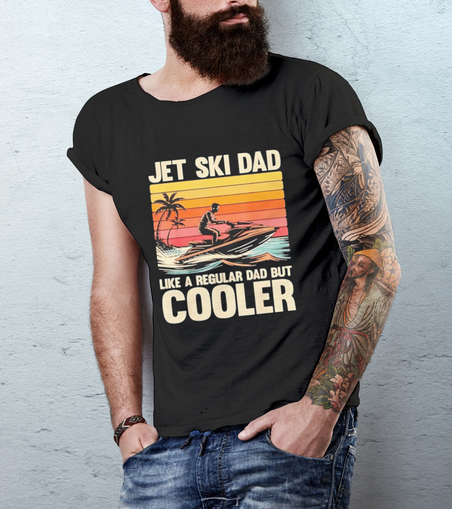 Jet Ski Dad Like A Regular Dad But Cooler Tropical Sunset Adventure T-Shirt