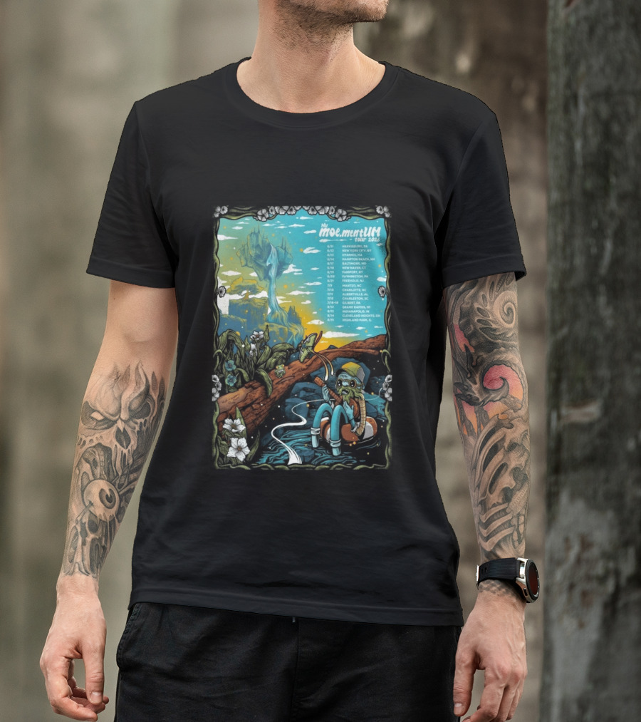 Moe.mentum Tour 2026 Dates With Surreal Nature Imagery And Character In Chill Scene T-Shirt
