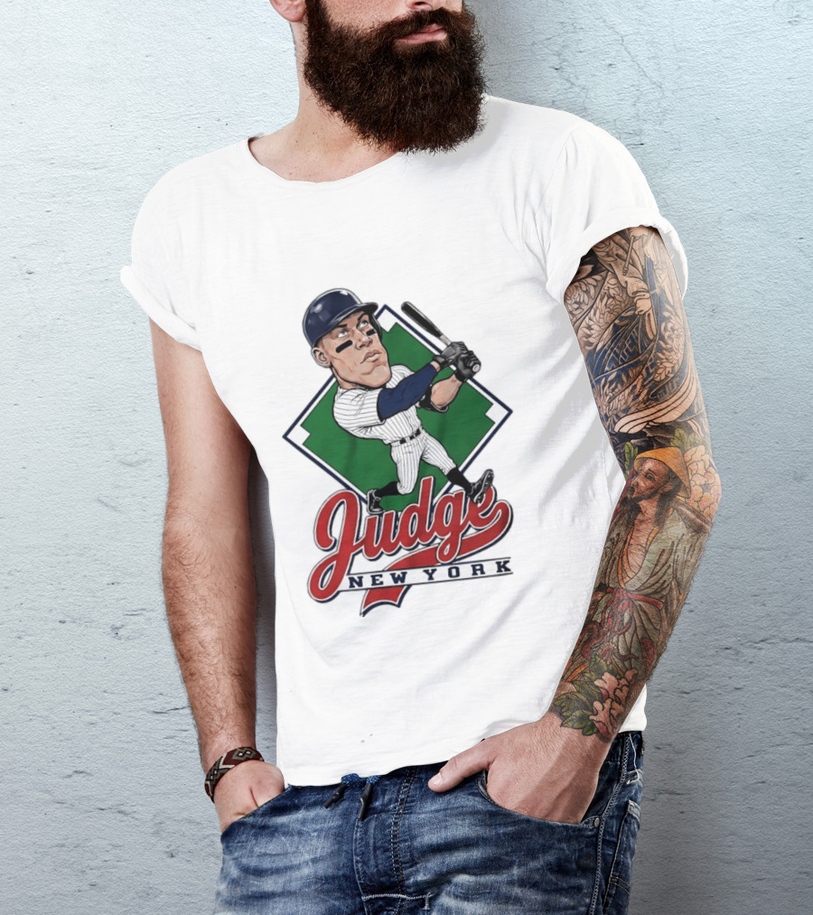 Judge New York Yankees Slugger Caricature Swing T-Shirt