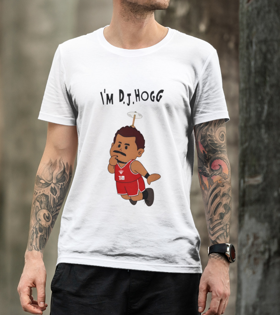 I'm DJ Hogg Basketball Player Red Uniform Cartoon T-Shirt