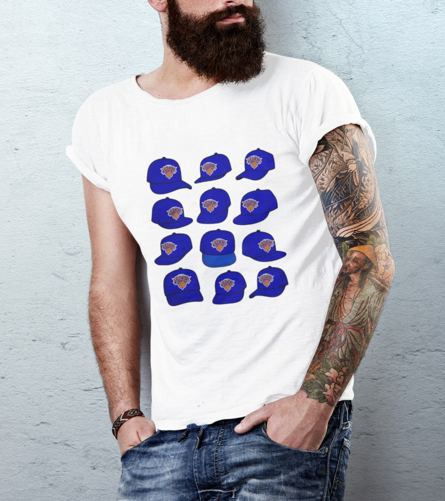 New York Knicks Blue Caps Collection With Iconic Basketball Team T-Shirt
