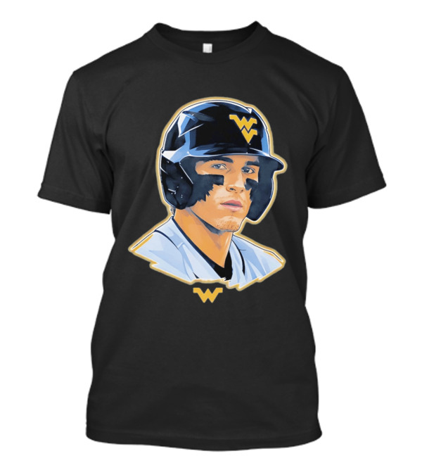 West Virginia Baseball Player Helmet WV T-Shirt