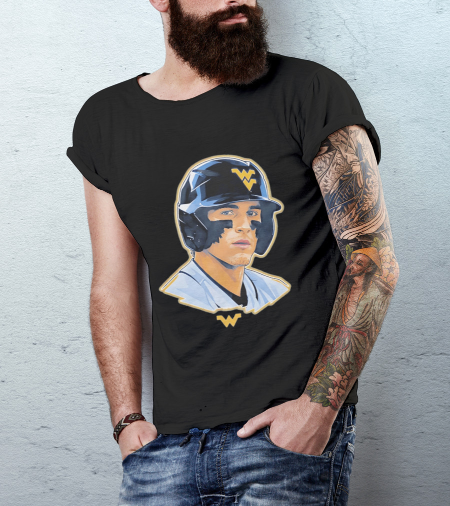 West Virginia Baseball Player Helmet WV T-Shirt