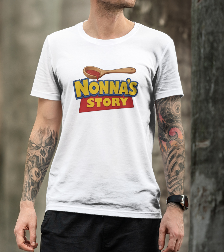 Nonna's Story Wooden Spoon Icon With Red Sauce T-Shirt