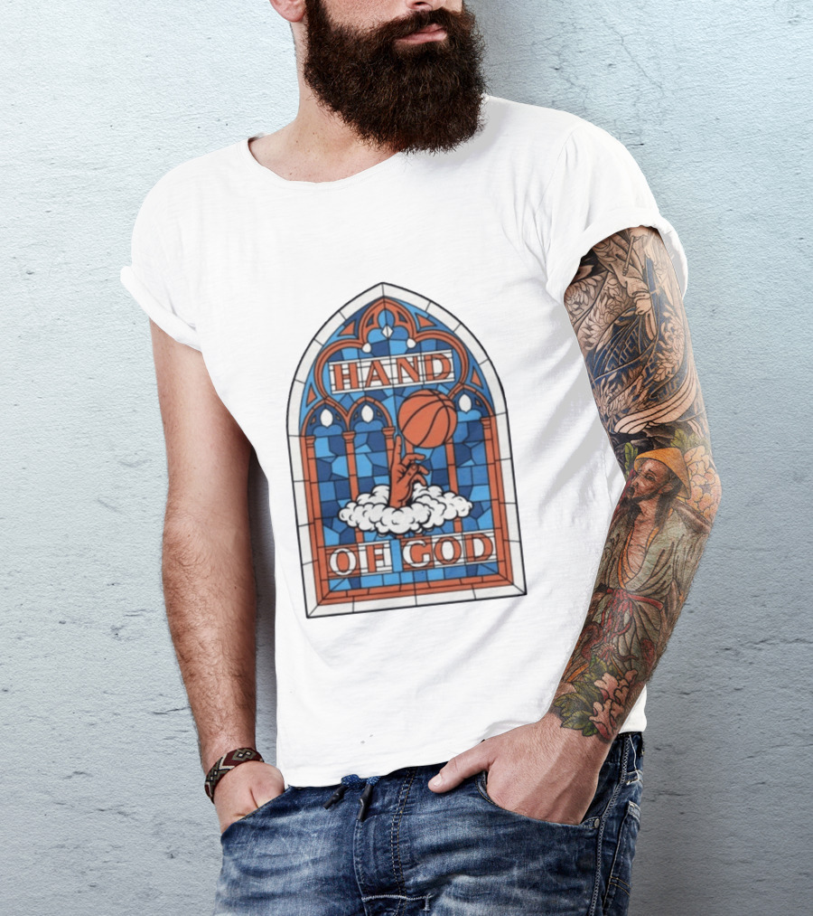 OG Anunoby Knicks Hand Of God Basketball Stained Glass Hero T-Shirt