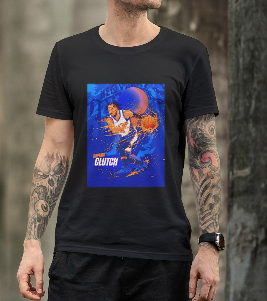 New York Knicks Captain Clutch Jalen Brunson Basketball Flames 2026 T-Shirt