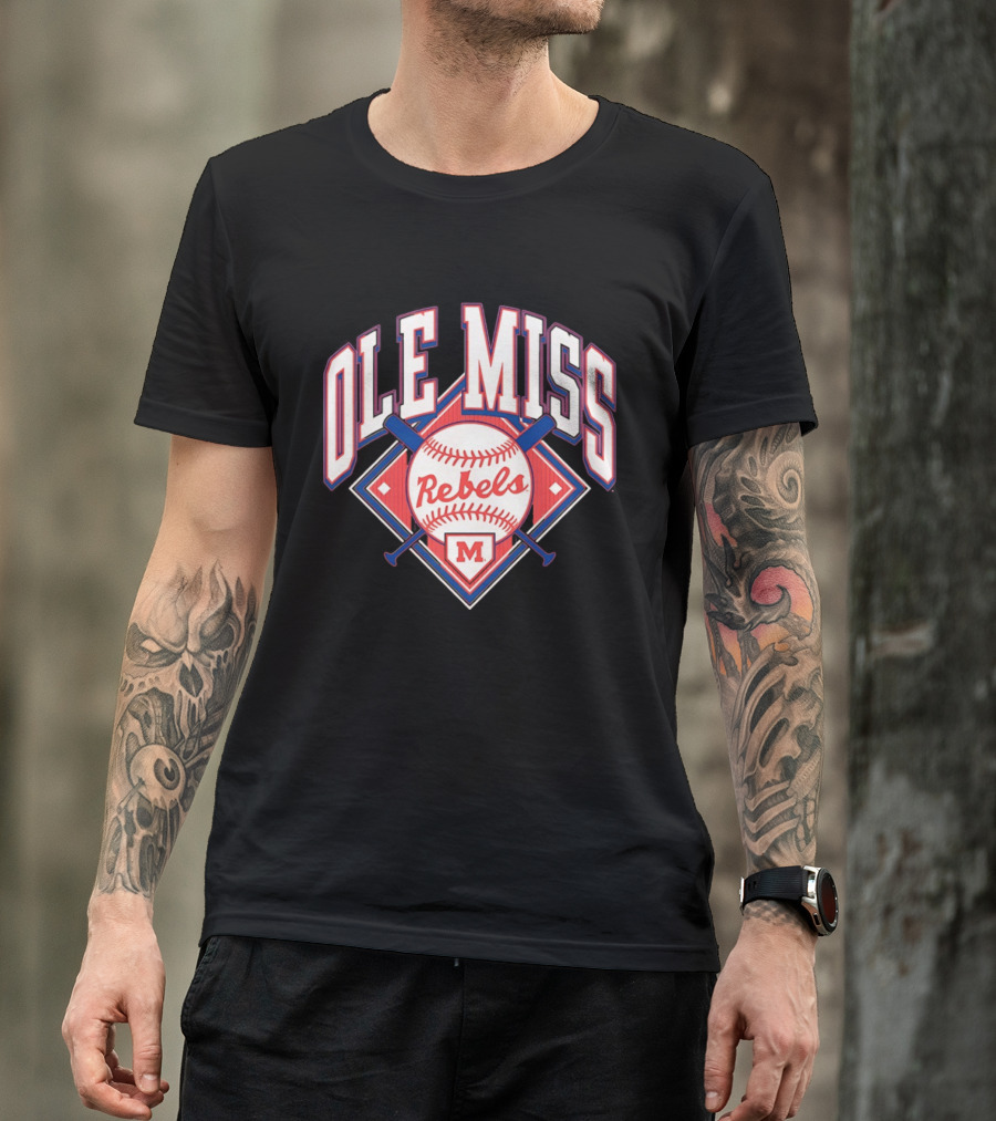 Ole Miss Rebels Baseball 2026 Team Merchandise Featuring Classic Logo And Red Baseball T-Shirt