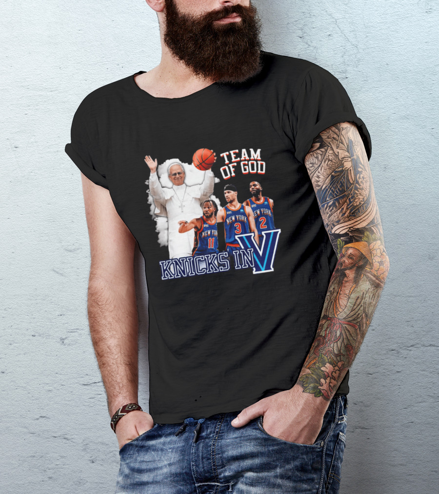 Team Of God Pope Leo XIV Knicks In Five Basketball Fun T-Shirt