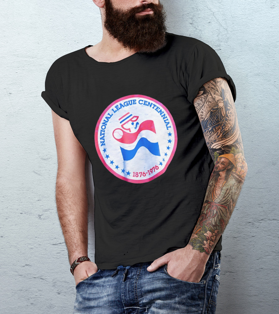 National League Centennial 1876 1976 Baseball Anniversary Retro MLB Bold Blue Red T-Shirt