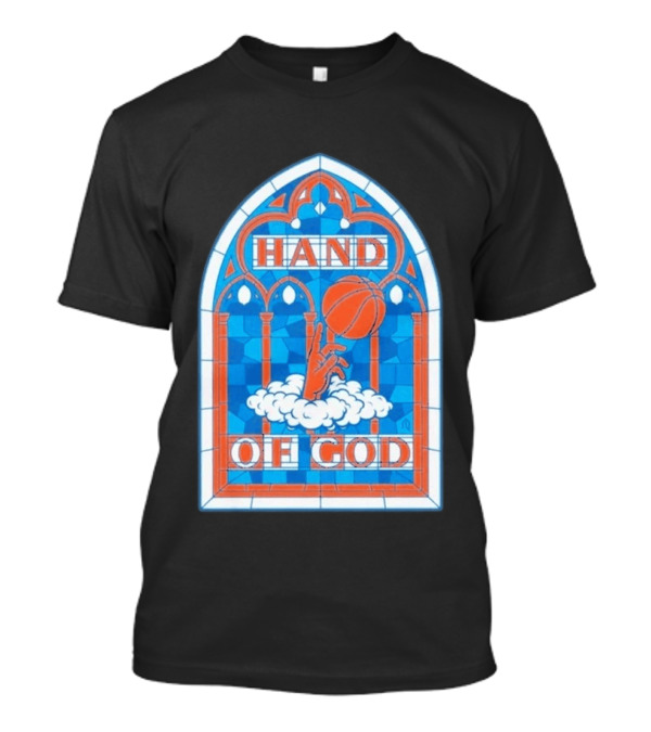 New York Knicks Basketball Stained Glass Hand Of God T-Shirt