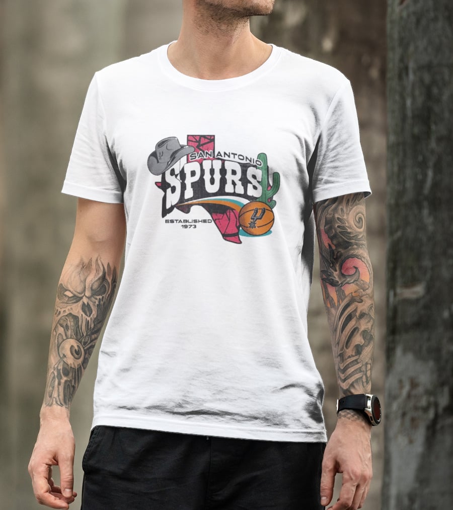 San Antonio Spurs Established 1973 Texas Cowboy Hat Cactus Basketball Team T-Shirt