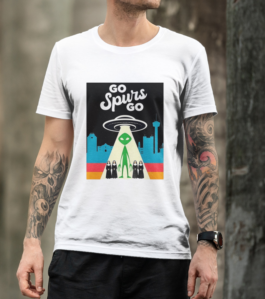 Go Spurs Go Alien UFO San Antonio Puro Pinche Spurs Nuns T-Shirt