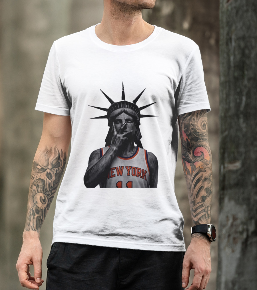 New York Knicks Jalen Brunson Statue Of Liberty Basketball Legend The Wait Is Over T-Shirt