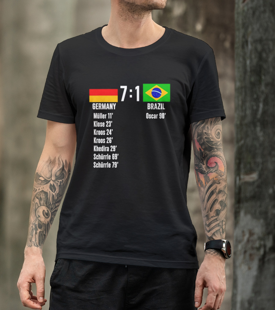 Germany 7 1 Brazil Müller Klose Kroos Khedira Schürrle Oscar Score T-Shirt