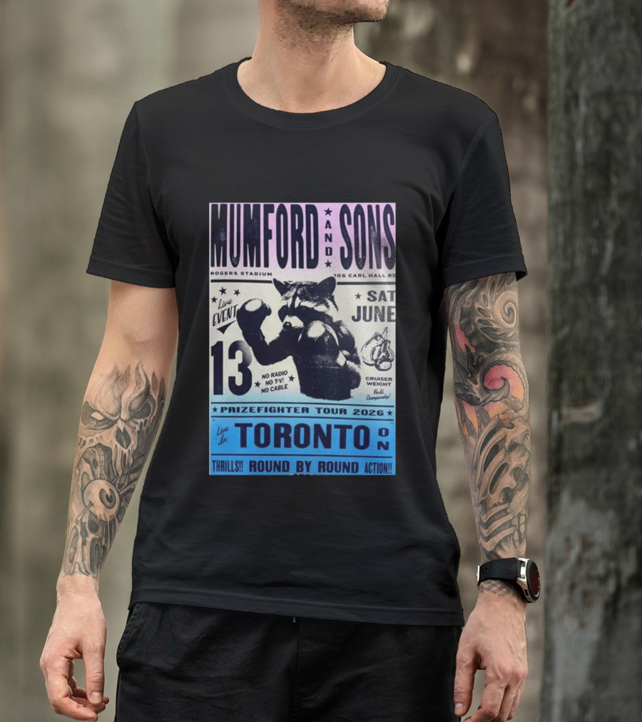 Mumford & Sons Live Event Rogers Stadium Prizefighter Tour Toronto June 13 2026 T-Shirt