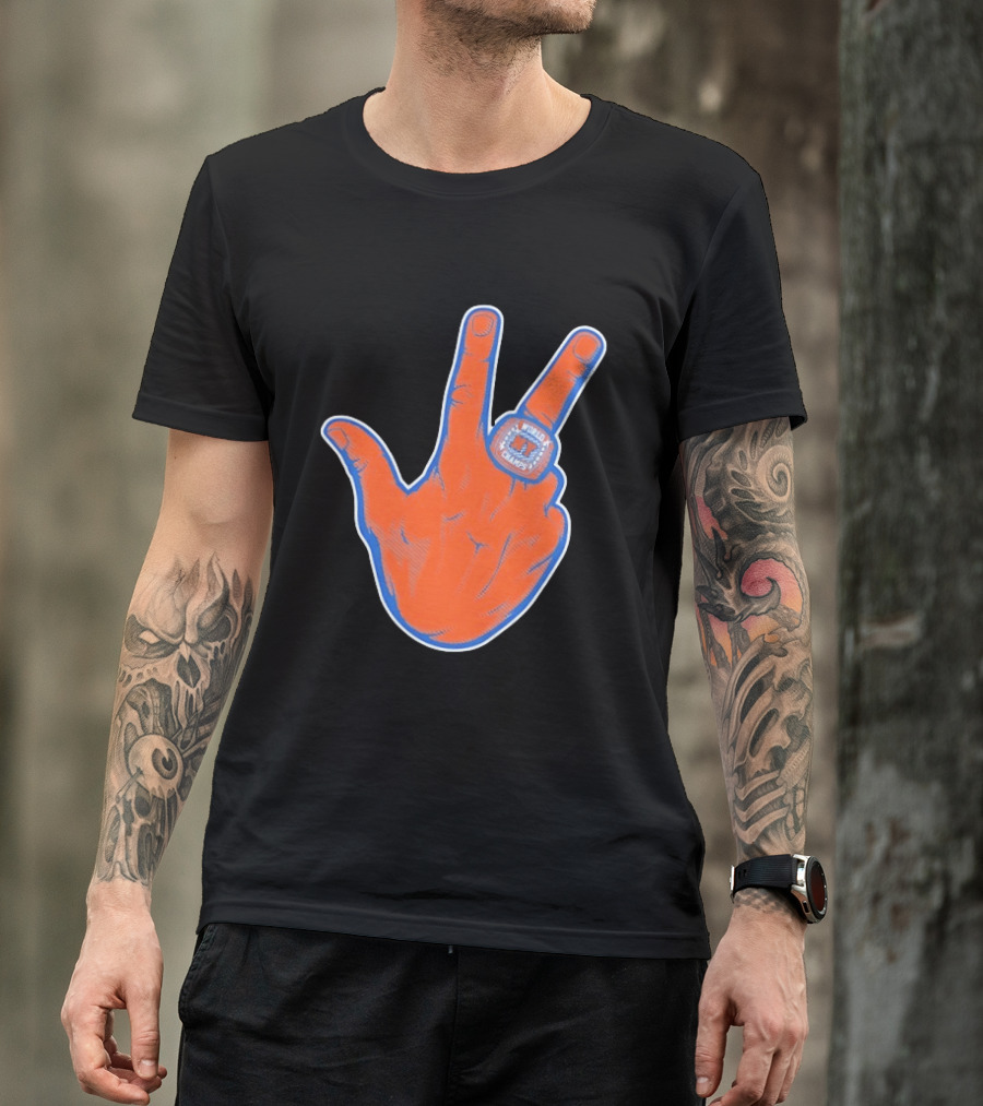 New York Knicks Jalen Brunson Peace Sign Ring Basketball Champion T-Shirt