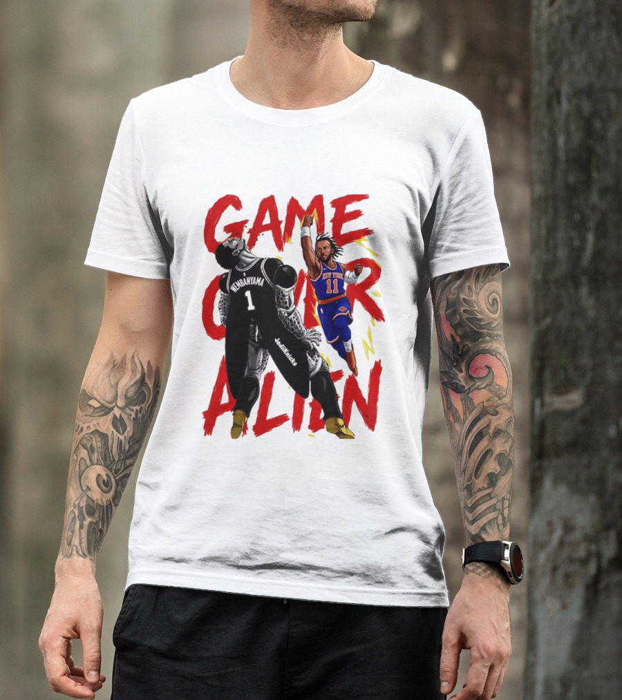 Game Over Alien Wembanyama Vs Jalen Gohan Brunson Knicks T-Shirt