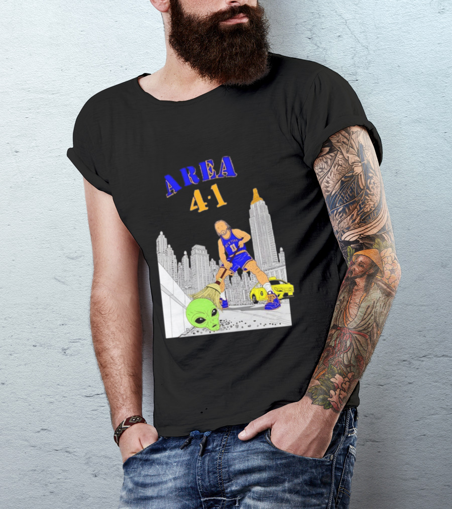 AREA 4 1 Jalen Brunson New York Knicks Vs Alien San Antonio Spurs T-Shirt