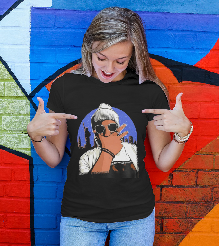 Jalen Brunson's Dad Celly Peace Sign NYC Skyline Basketball Magazine T-Shirt