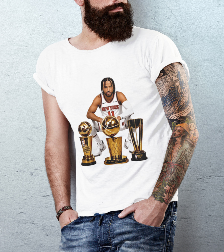 New York Knicks Jalen Brunson 11 Trophy Collection NBA Champions T-Shirt
