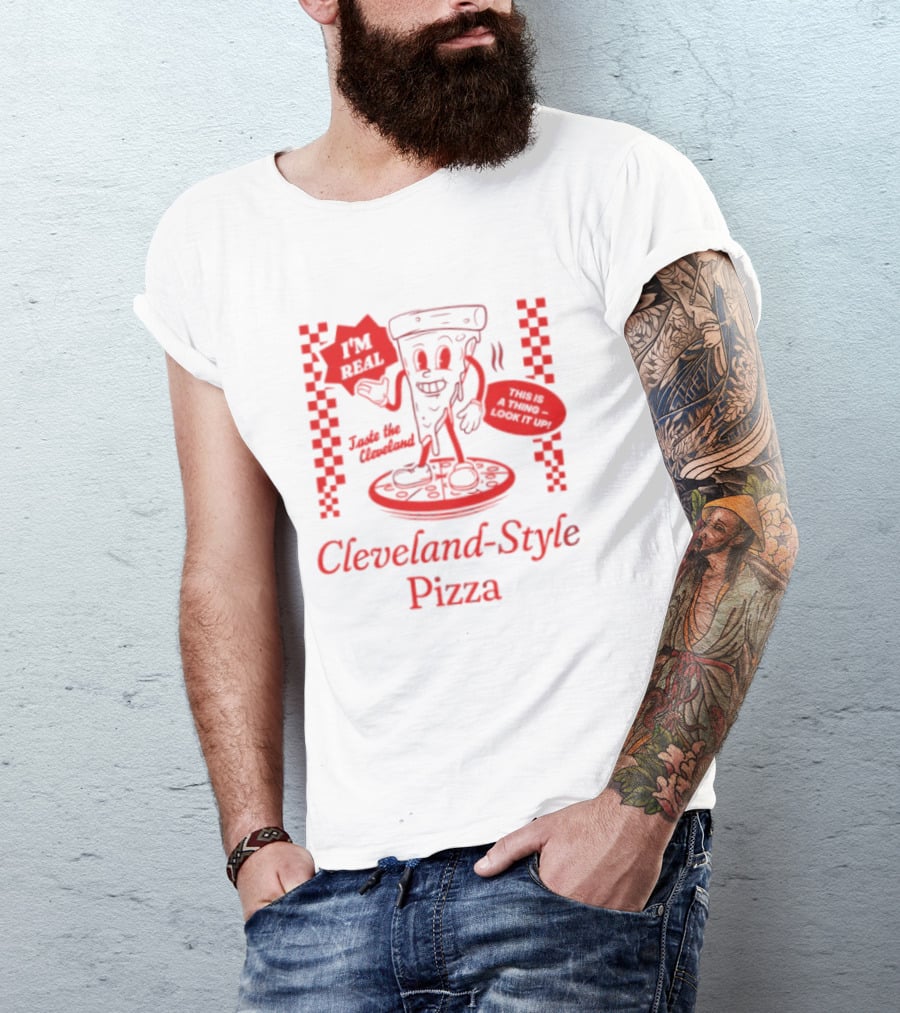 Cleveland Style Pizza I'm Hot Retro Football T-Shirt