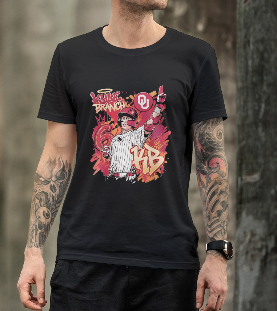 Oklahoma Sooners Kyle Branch 6 Graffiti KB T-Shirt