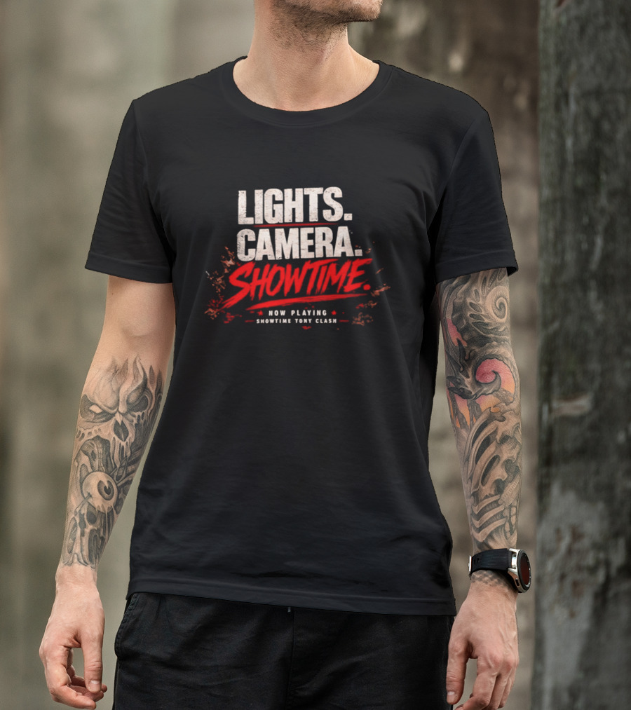 Lights Camera Showtime Now Playing Showtime Tony Clash T-Shirt