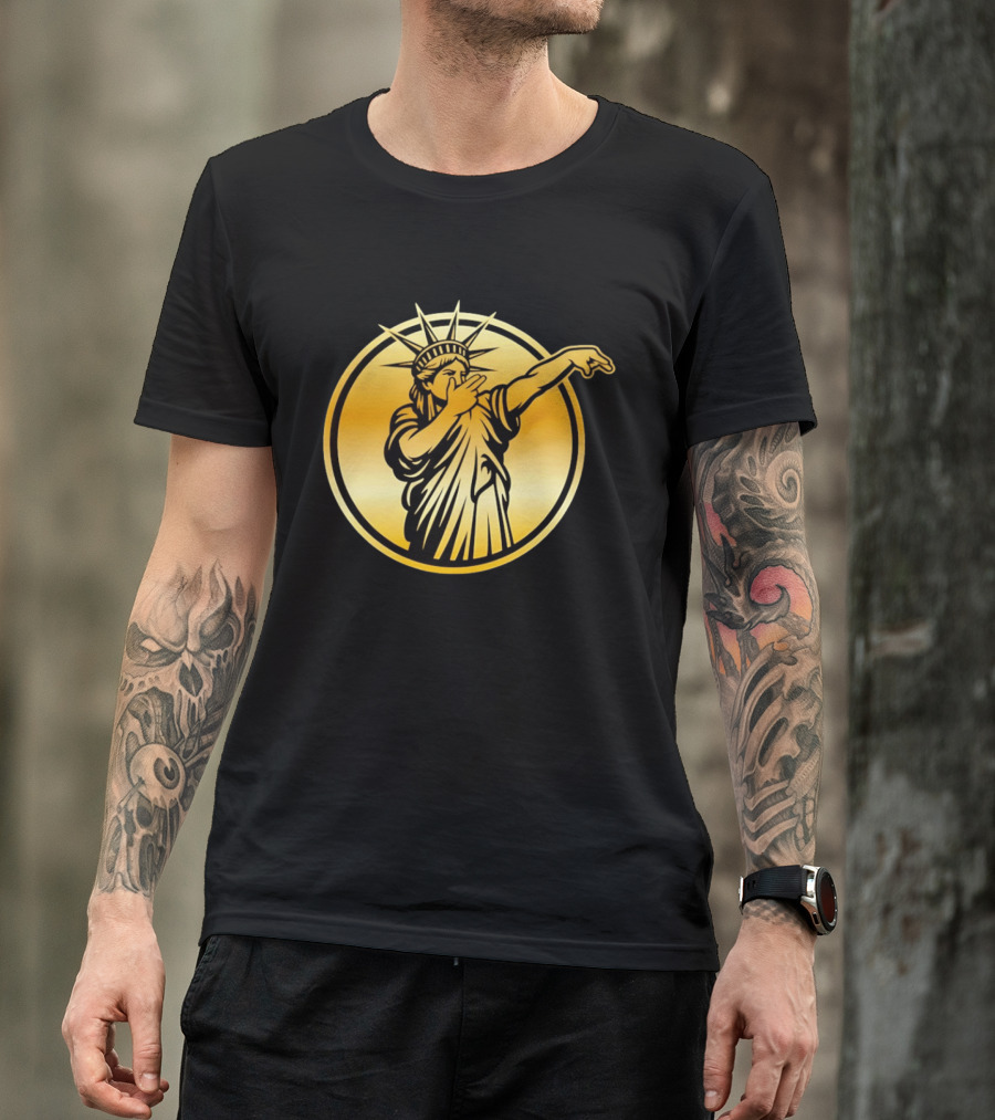 New York Knicks Jalen Brunson Statue Of Liber3 Gold T-Shirt