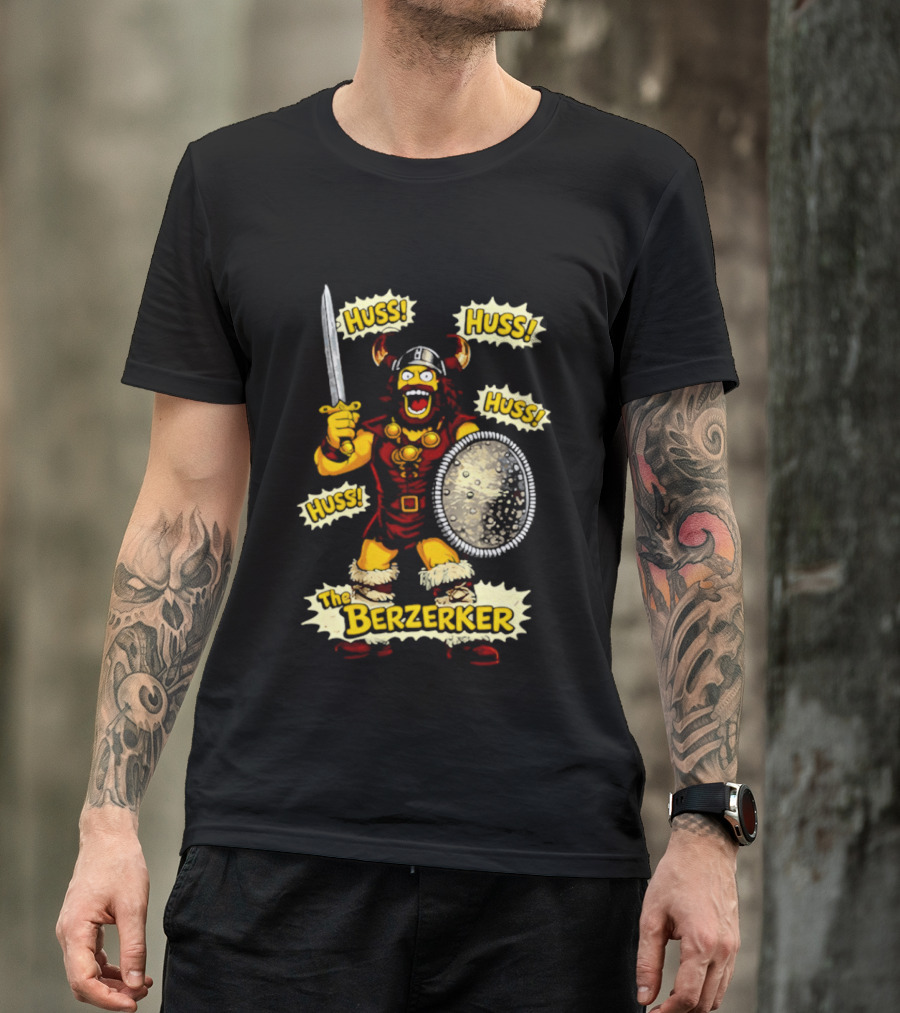 The Berzerker Huss Warrior Viking Berserker With Sword And Shield T-Shirt