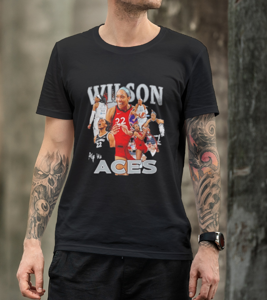 A'ja Wilson Las Vegas Aces Fly With Aces Collage T-Shirt