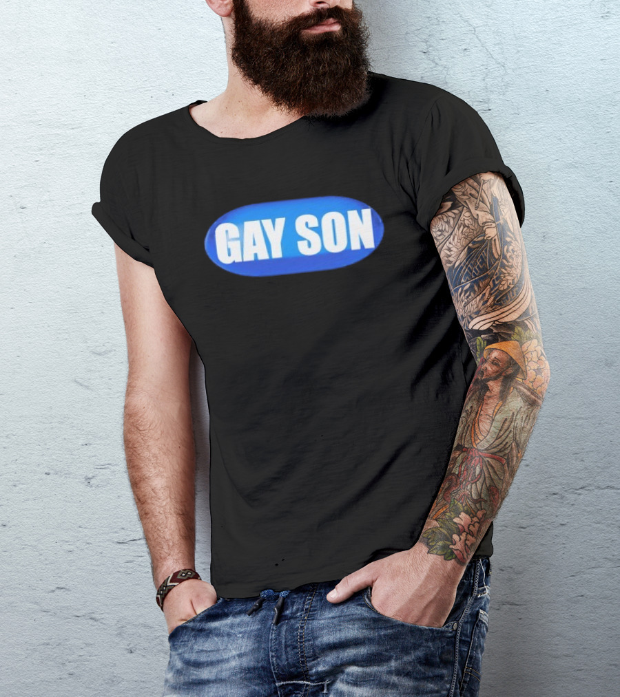 Gay Son Pill Blue Oval T-Shirt