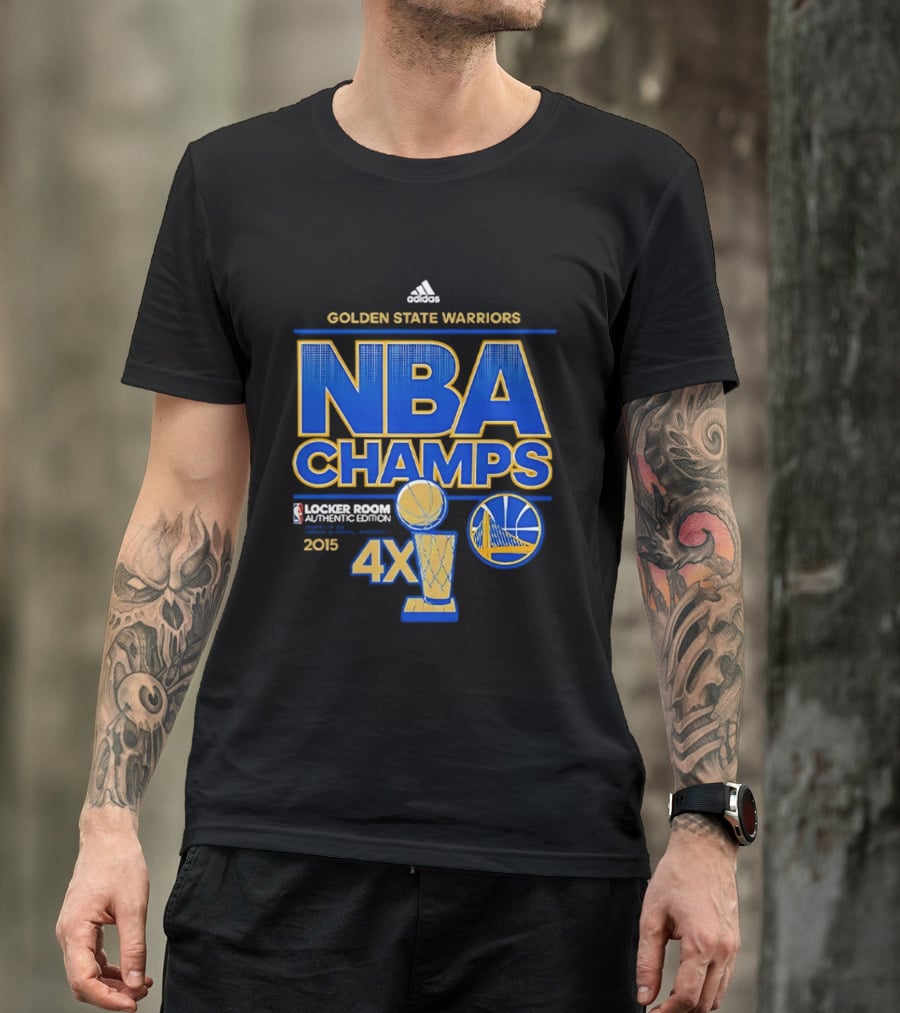 Golden State Warriors NBA Champs 2015 4X Locker Room Authentic Edition T-Shirt