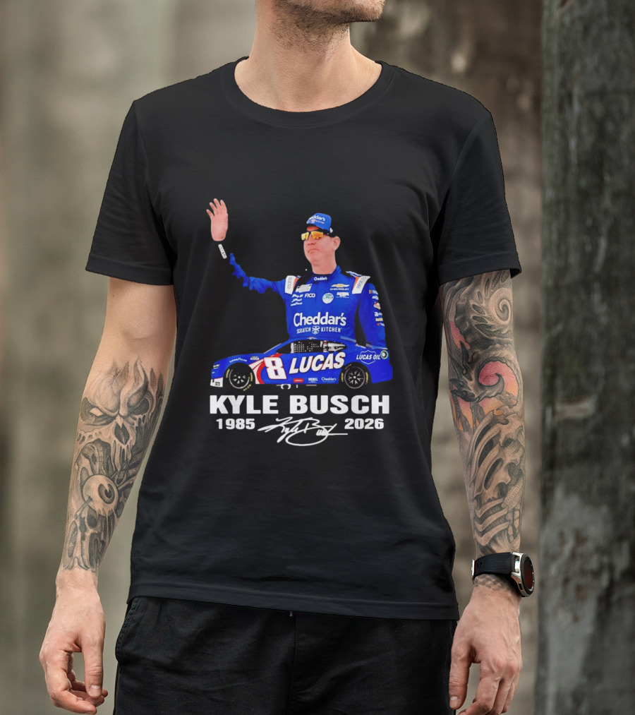 Kyle Busch 1985 2026 Lucas Oil Cheddar's Scratch Kitchen T-Shirt