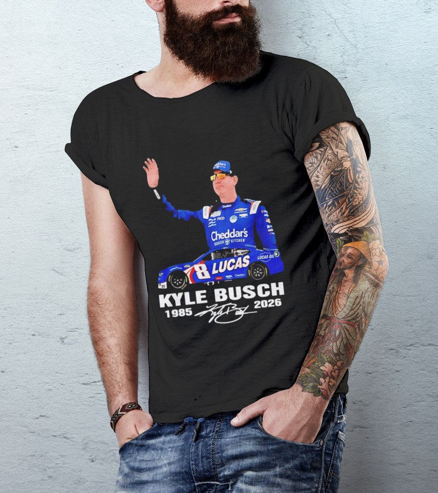 Kyle Busch 1985 2026 Lucas Oil Cheddar's Scratch Kitchen T-Shirt