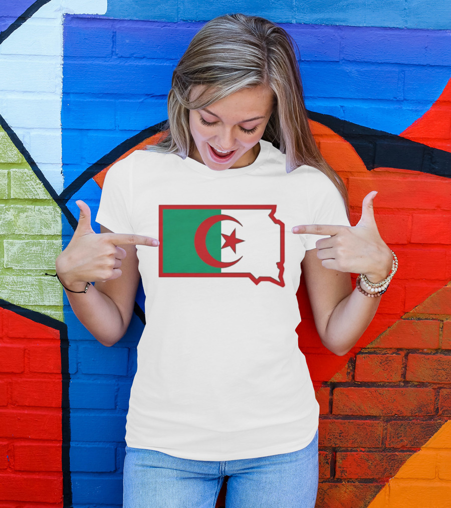 Lawrence Of Algeria Flag State Outline With Crescent And Star T-Shirt