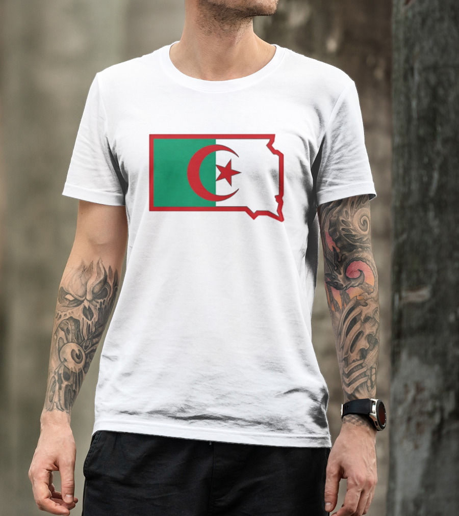Lawrence Of Algeria Flag State Outline With Crescent And Star T-Shirt