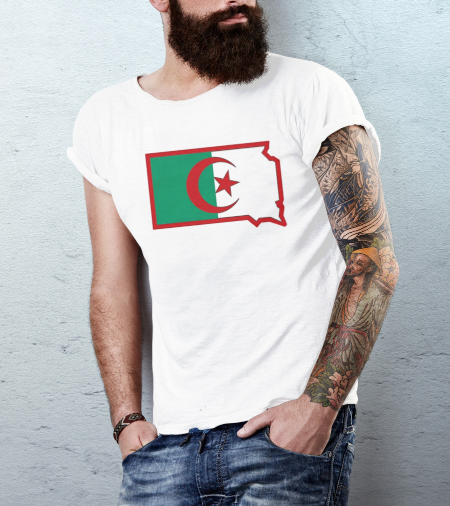 Lawrence Of Algeria Flag State Outline With Crescent And Star T-Shirt