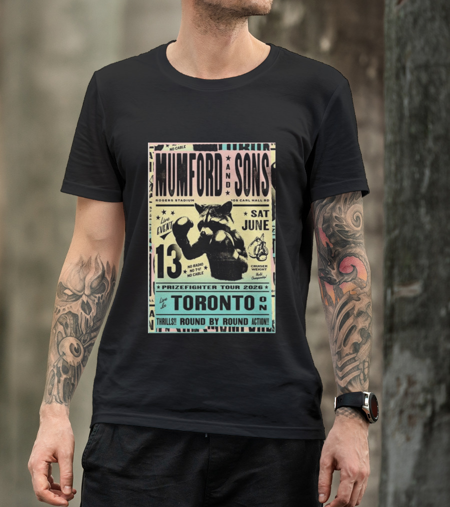 Mumford And Sons Prizefighter Tour 2026 Toronto June 13 Rogers Stadium T-Shirt