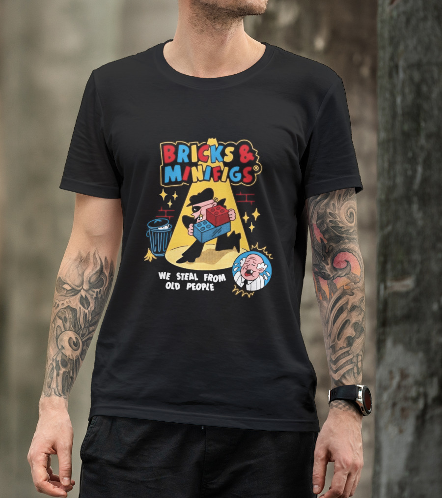 Bricks And Minifigs Spotlight Scene Robber We Steal From Old People T-Shirt