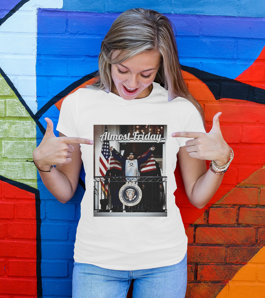 Almost Friday Justin Gaethje US Flag Blue Room Balcony White House UFC Freedom 250 T-Shirt