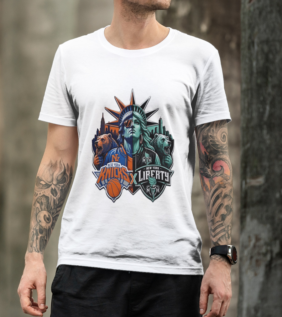 New York Knicks X Liberty Statue Of Liberty NBA WNBA T-Shirt