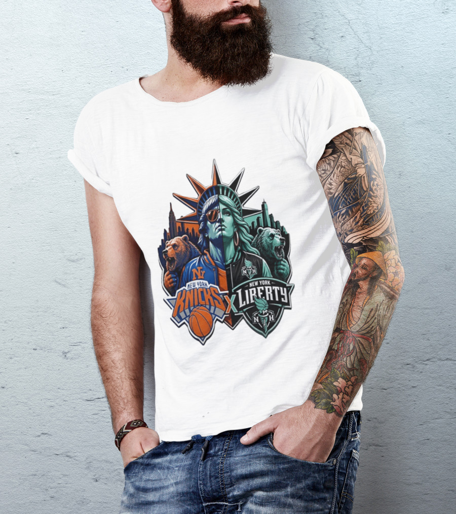 New York Knicks X Liberty Statue Of Liberty NBA WNBA T-Shirt