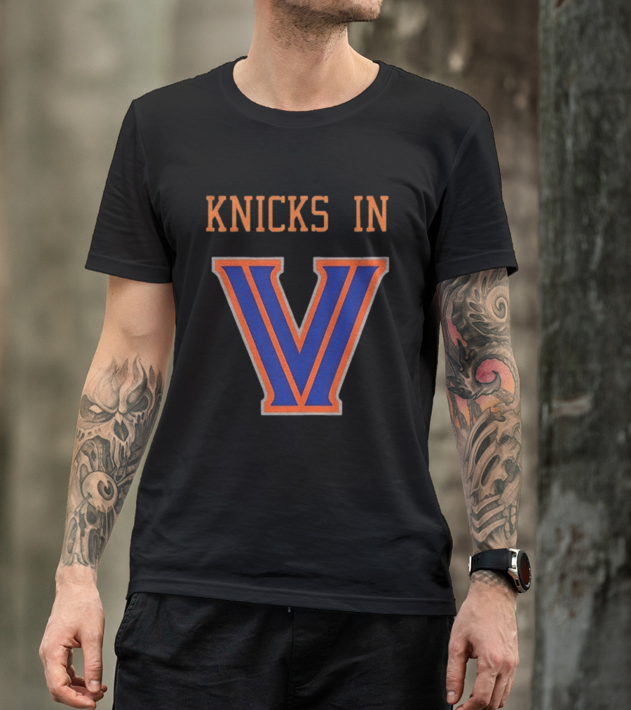 New York Knicks In V Villanova Wildcats Basketball NBA Collaboration T-Shirt