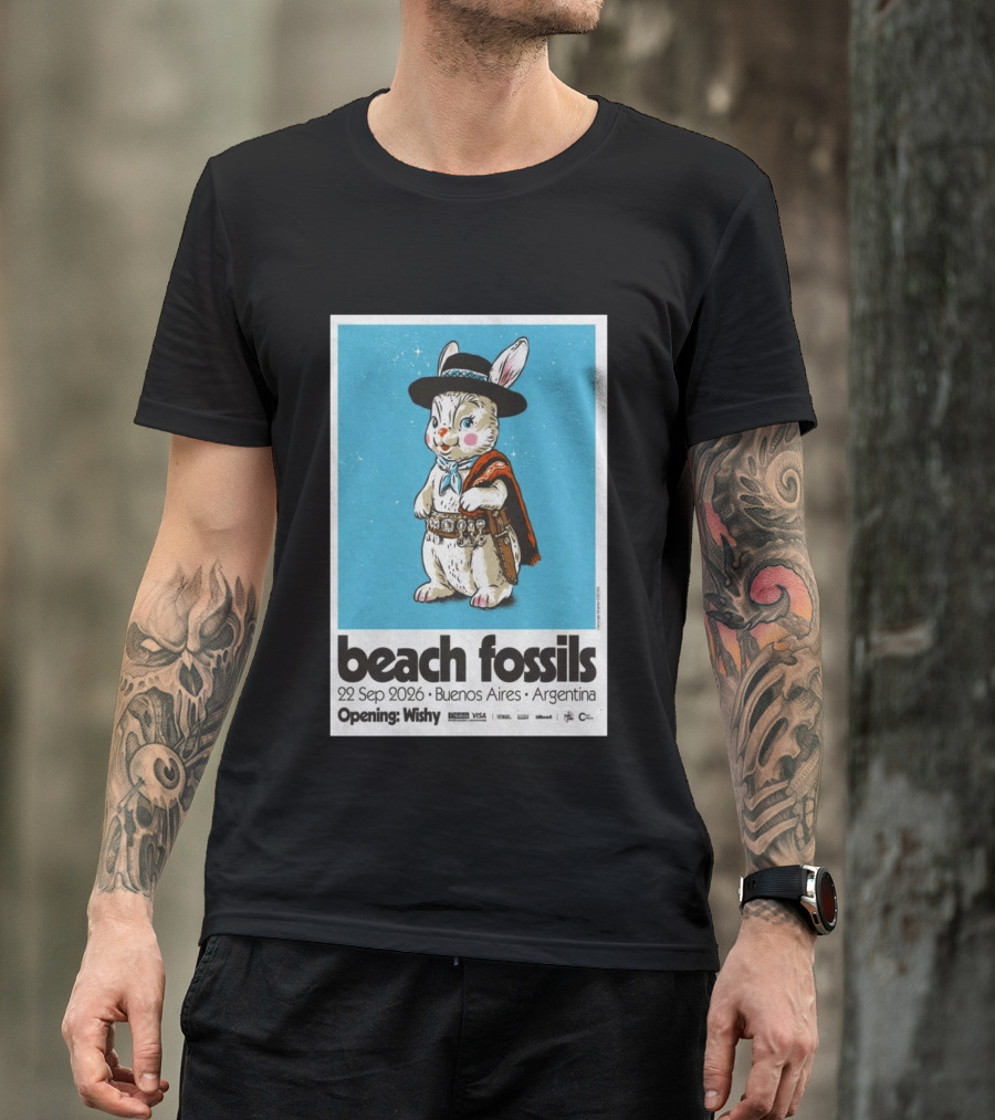 Beach Fossils Buenos Aires 2026 Rabbit Cowboy Concert T-Shirt