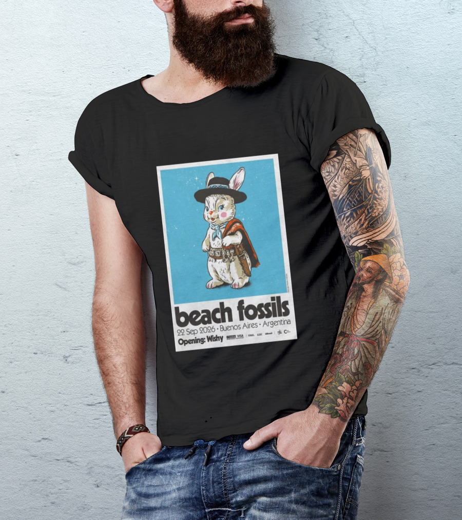 Beach Fossils Buenos Aires 2026 Rabbit Cowboy Concert T-Shirt
