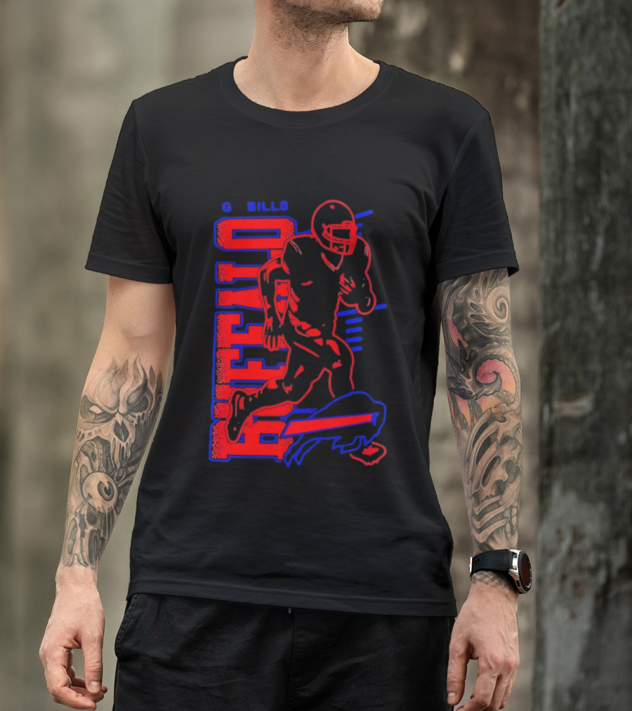Buffalo Bills Go Bills Football Player Running Action T-Shirt